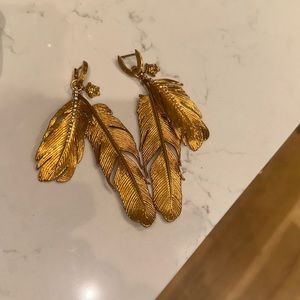 Authentic Versace Brass logo leaf earrings
